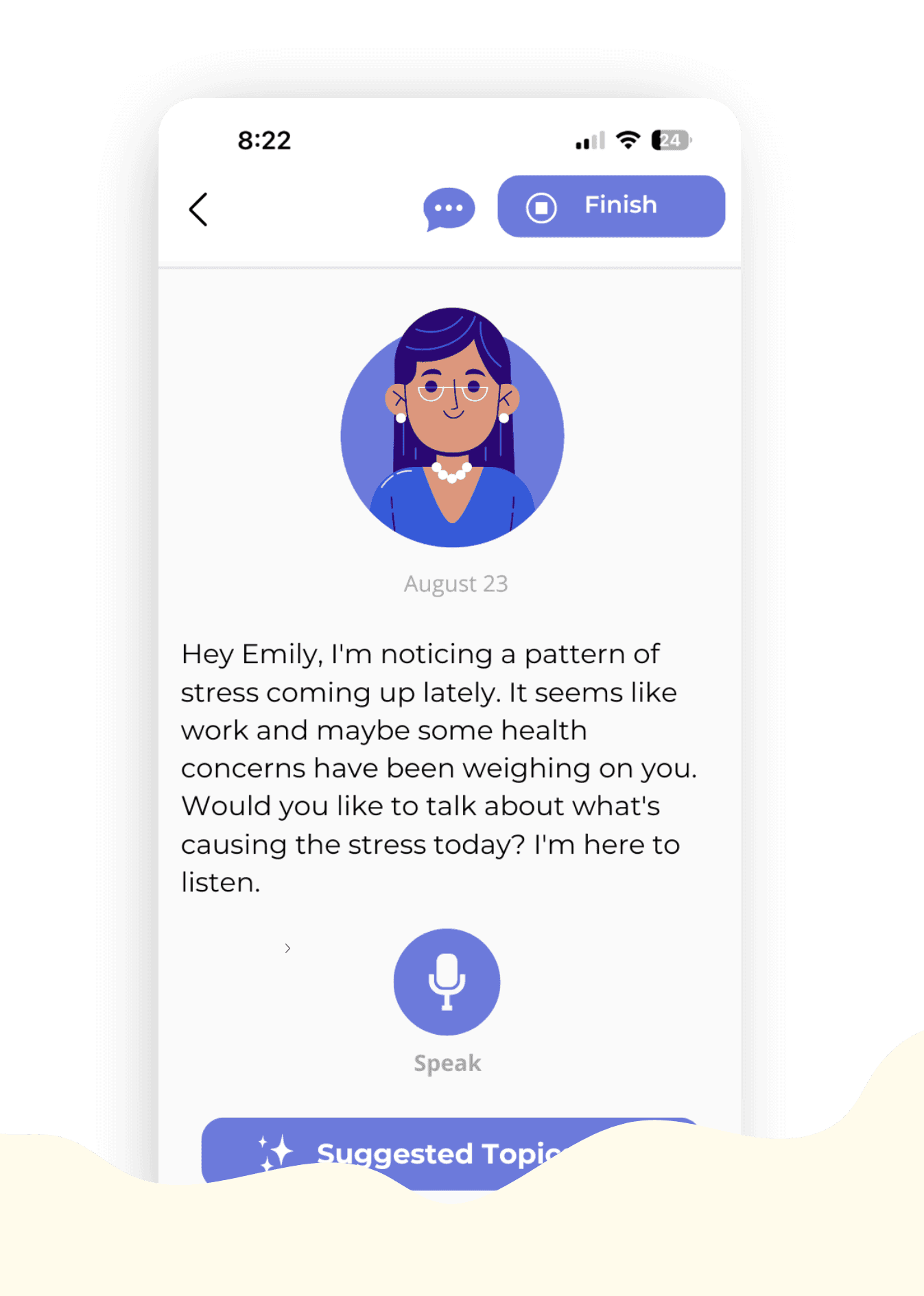 Personalized emotional support chat interface